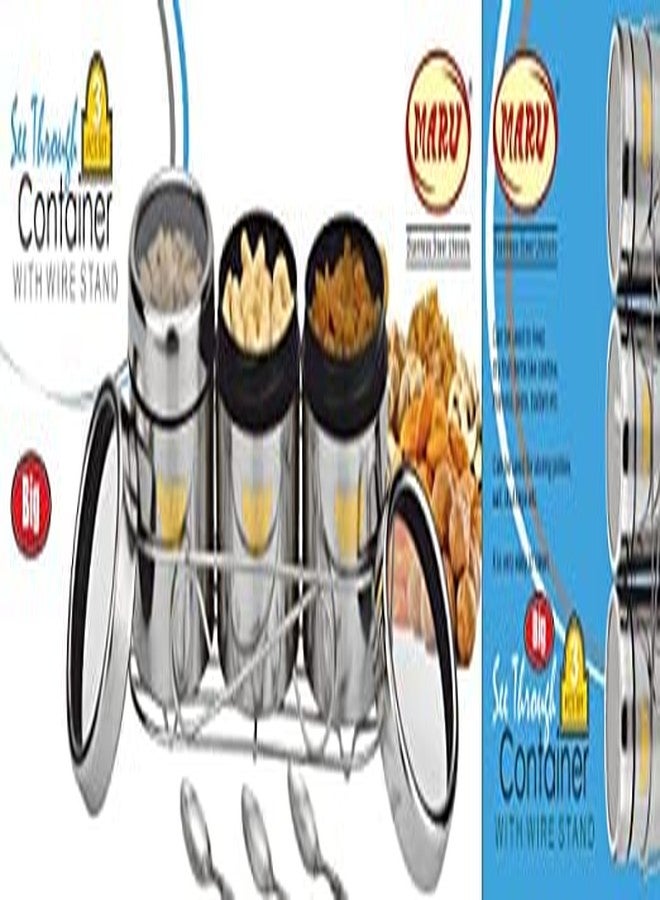 MARU 3 IN 1 Stainless Steel Masala Container For Kitchen, Multipurpose Organizer With Wire Stand & 3 Spoon Set, Spice Storage Box, Durable Kitchen Storage Solutions For Spices & Essentials, Silver - Image 4